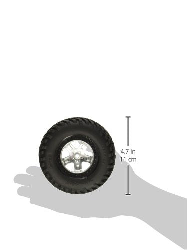 Traxxas 5873X SCT Off-Road Tires Pre-Glued on Satin Chrome Black Beadlock-Style Wheels (pair)