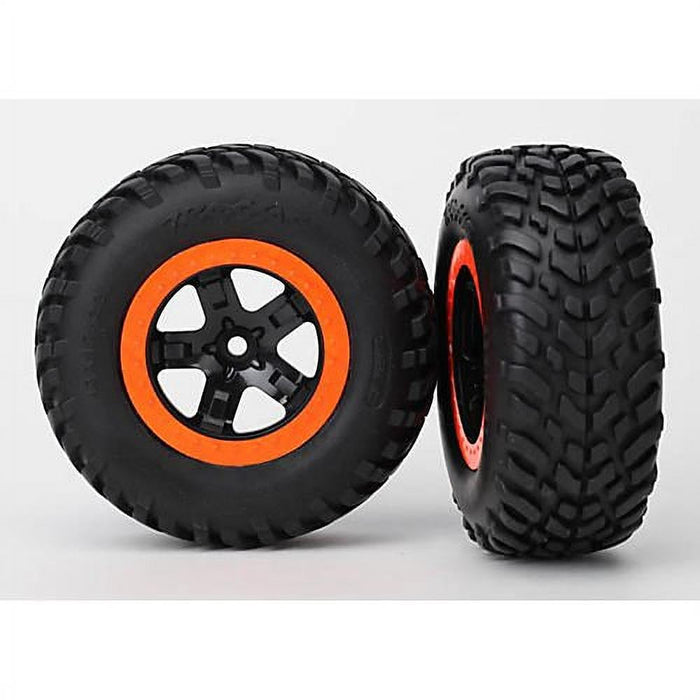 Traxxas Tires & Wheels, Assbled, Glued (Sct Blk/Orange Beadlock Wheels, Foam Inserts (2) (4Wd F/R, 2Wd Rear) 5863