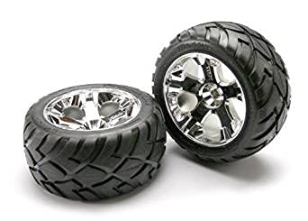 Traxxas 5577R Anaconda Tires Pre-Glued on 2.8" Chrome All-Star Wheels (nitro front) (pair)