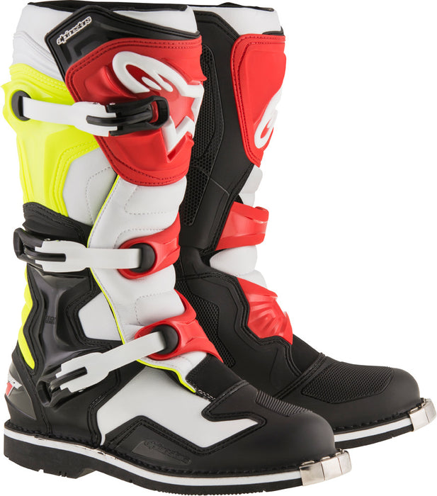 Alpinestars Tech 1 Boots Black/White/Yellow/Red Sz 10 2016016-1053-10