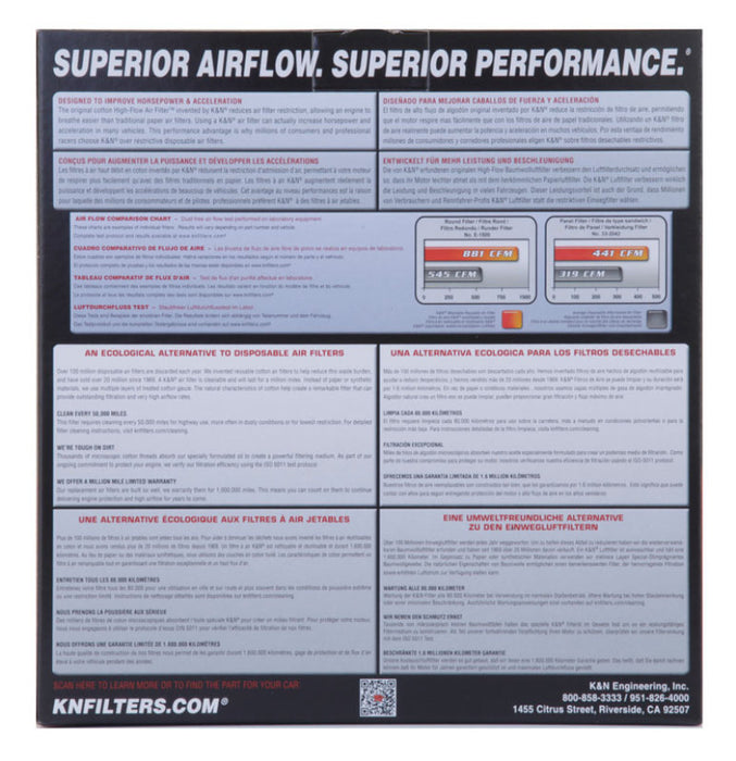 K&N 33-2445 Air Panel Filter for JAGUAR XK V8-5.0L F/I, 2009-2015 (2 PER BOX)