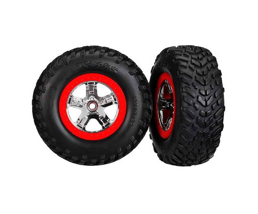 Traxxas Tires/Wheels Assembled Glued SCT Chrome Wheels