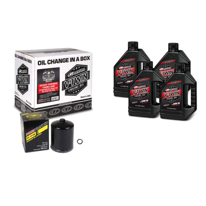 Maxima Racing Oils 90-119014B Black Engine Oil Change Kit (Quick Change Twin Cam Synthetic 20W-50 Filter), 4 Quart, 1 Pack 90-119014PB