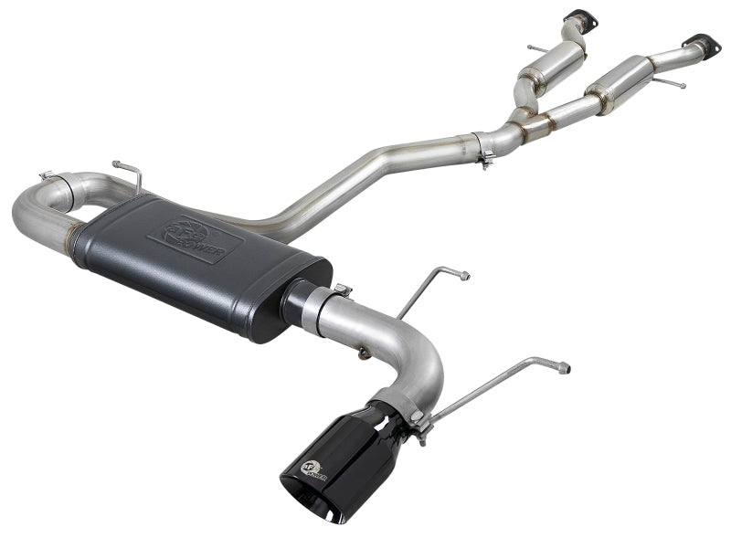 aFe Large Bore HD 3in 304 SS Cat-Back Exhaust w/ Black Tips 14-19 compatible with Jeep Grand Cherokee (WK2) V6-3.6L 49-38078-B