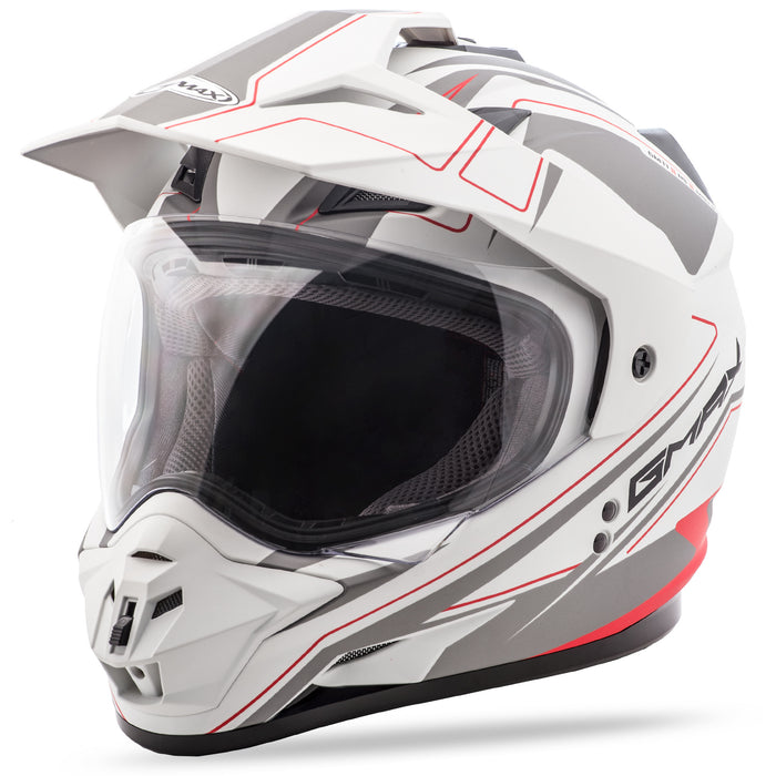 Gmax Gm-11 Dual-Sport Expedition Helmet Matte White/Red Lg G5112436 TC-1
