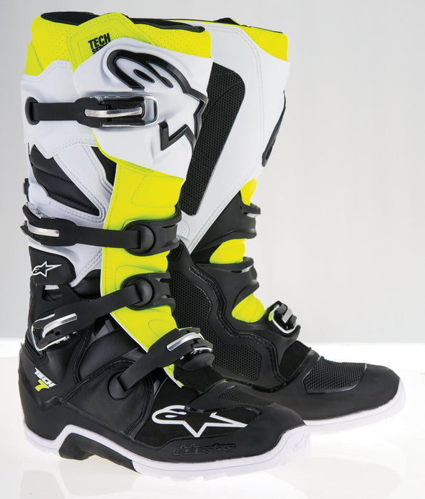 Alpinestars Tech 7 Enduro Boots Black/White/Yellow Sz 09 2012114-125-9