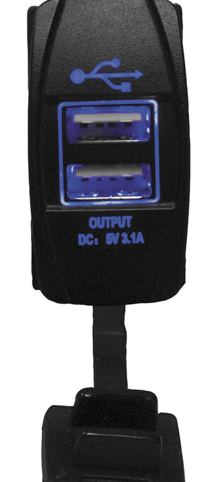 DragonFire Laser Etched LED Switch USB Charging Port w/Blue LED (04-0082)