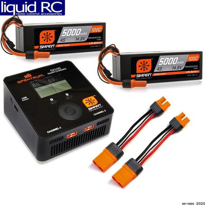 Spektrum RC Smart PowerStage 8S Bundle w/Two 4S Smart LiPo Hard Case Batteries (5000mAh)