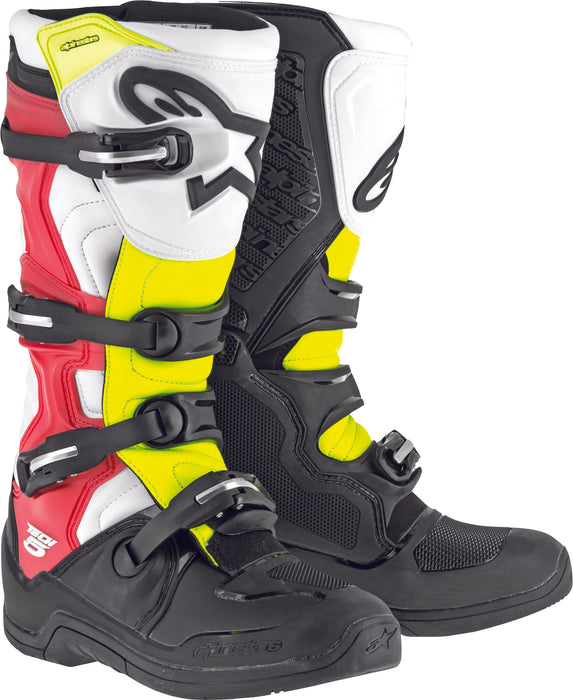 Alpinestars Tech 5 Boots Black/White/Red/Yellow Sz 12 2015015-1235-12