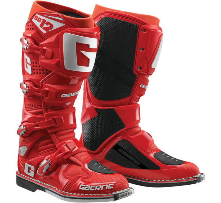 Gaerne SG12 Mens MX Offroad Boots Red/Silver 13 USA