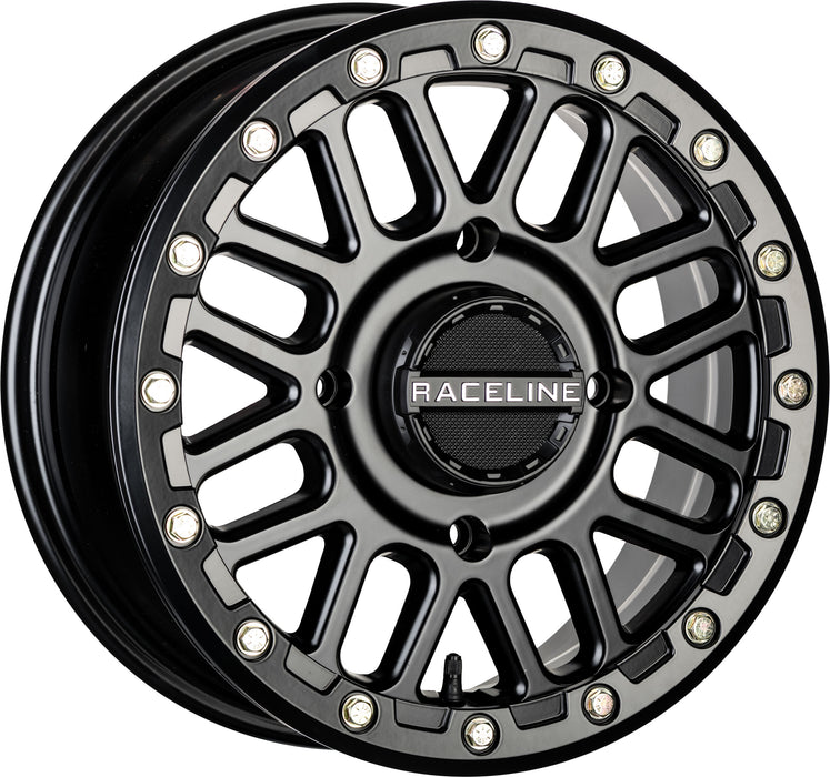 RACELINE Podium Beadlock Wheel-14x7-5+2 Offse Black Wheel with Palladium (14 x 7. inches /1 x 1 mm, 10 mm Offset)