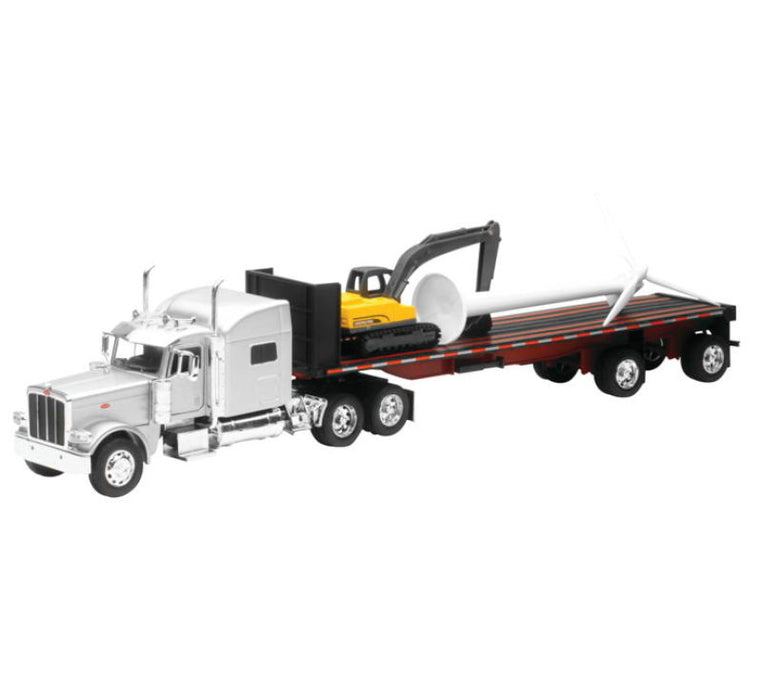 New Ray Toys SS-10333B 1:32 Long Hauler - Peterbilt 389 with Wind Turbine and Excavator