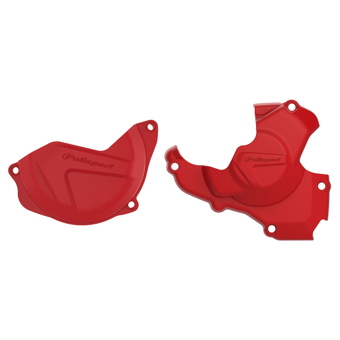 Polisport Clutch and Ignition Cover Protector Kit (Red) - Compatible with Honda CRF 450R (2010-2016)