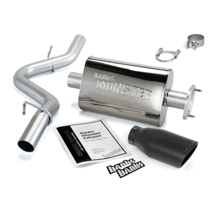 Banks Power 04-06 compatible with Jeep 4.0L Wrangler Monster Exhaust System SS Single Exhaust w/ Black Tip 51314-B