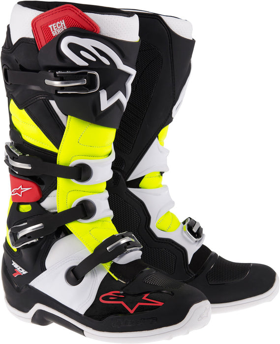 Alpinestars Tech 7 Boots Black/Red/Yellow Sz 12 2012014-136-12