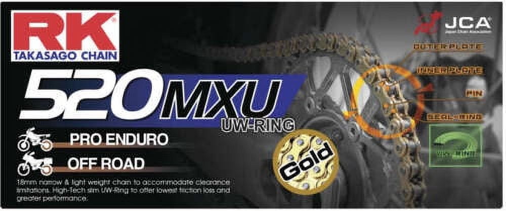 RK GB520MXU Ultra High Perform Gold MX-SX UW-Ring Motorcycle Chain - 110 Link