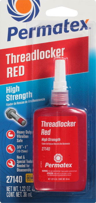 Permatex 27140 High Strength Threadlocker Red, 36 ml