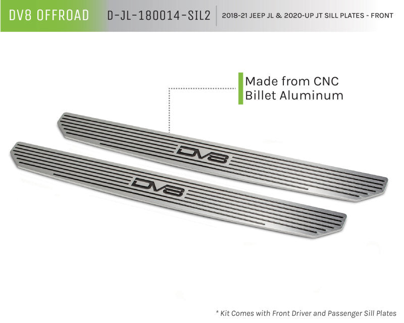 DV8 Offroad 2018-2019 compatible with Jeep Gladiator JL 2 Door Front Sill Plates D-JL-180014-SIL2