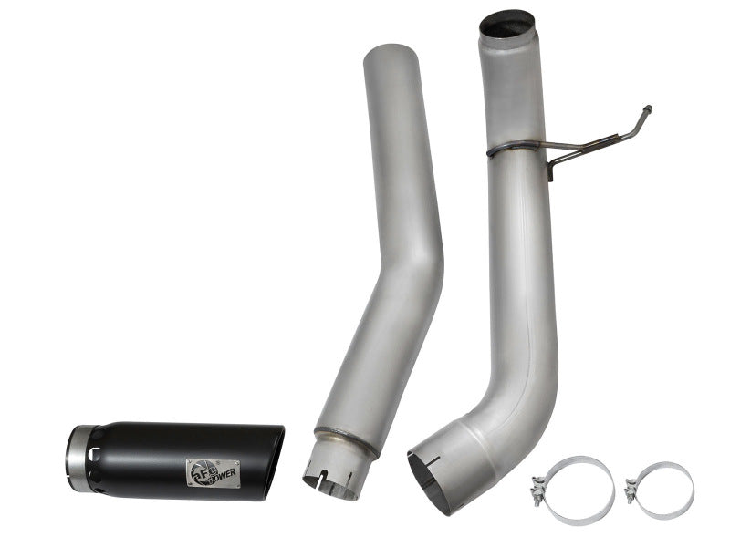 aFe Atlas Exhaust 5in DPF-Back Al Steel 2016 Compatible with Nissan Titan XD V8-5.0L Black Tip 49-06112-B