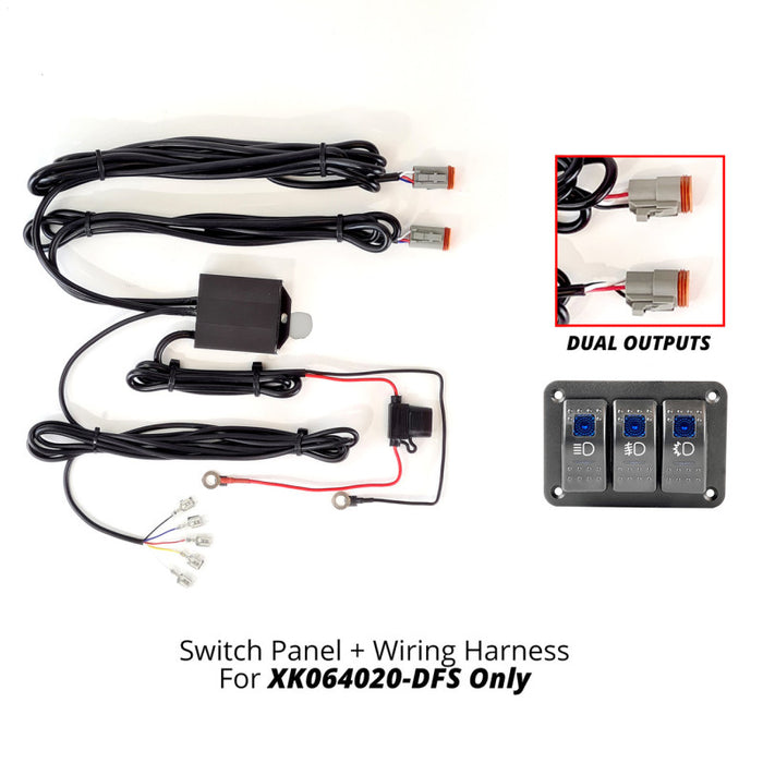 Xk Glow 3 Switch Rocker Panel 3 Output Wire Strobe Combo XK064-WIRE-3OP