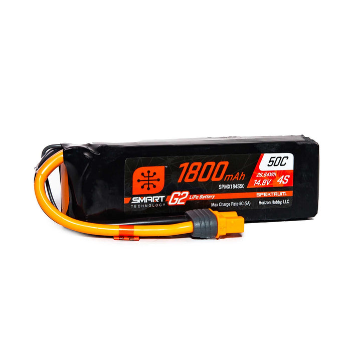 Spektrum SMART 1800mAh 4S 14.8V Smart G2 LiPo 50C IC3 SPMX184S50 Airplane Batteries