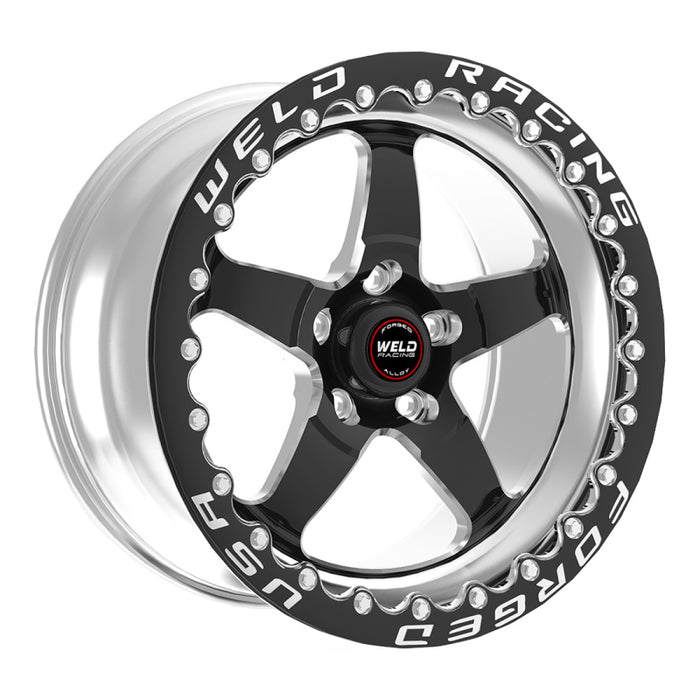 Weld S71 15x8.33 / 5x5 BP / 5.5in. BS Black Wheel (Low Pad) Black Single Beadlock MT 71LB508C55F