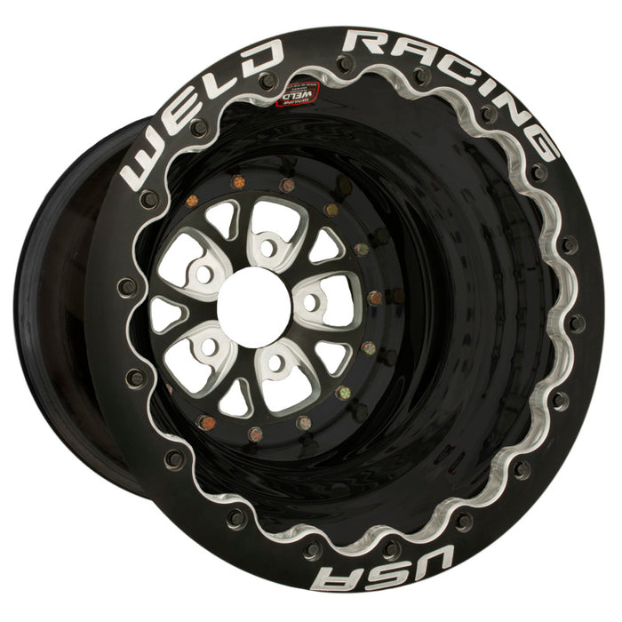 Weld V-Series 16x16 / 5x4.75 BP / 4in. BS Black Wheel Black Double Beadlock 84B-616B278UB