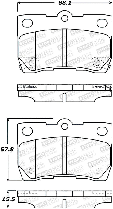 StopTech Sport Brake Pads w/Shims and Hardware Rear 309.11131