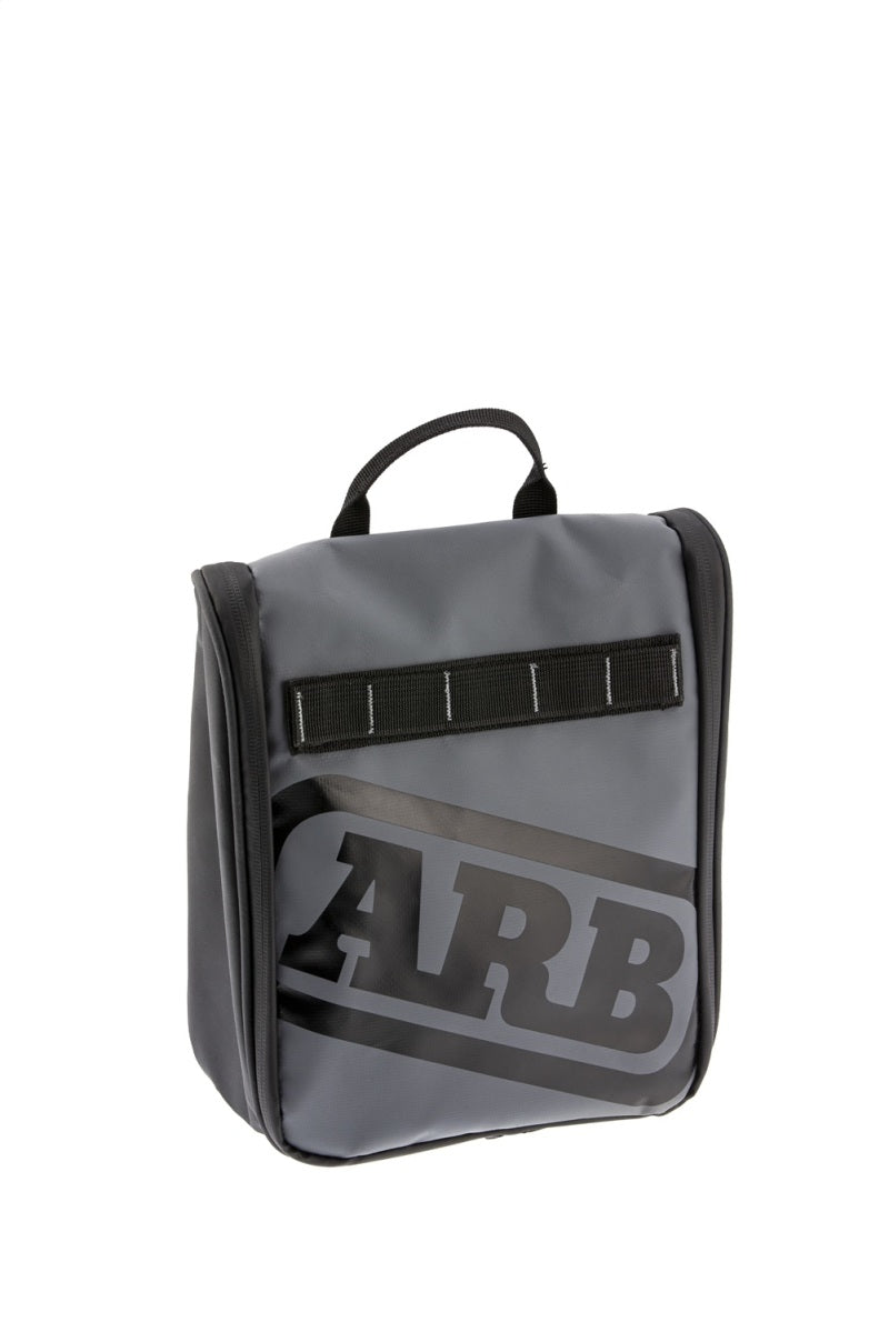 ARB Toiletries Bag Charcoal Finish W/ Red Highlights Pvc Outer Shell Mesh Pockets Mirror ARB4209