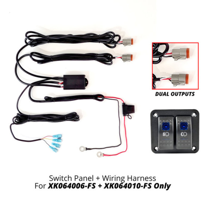 Xk Glow 2 Switch Rocker Panel 2 Output Wire Strobe Combo Xk064-Wire-2Op XK064-WIRE-2OP