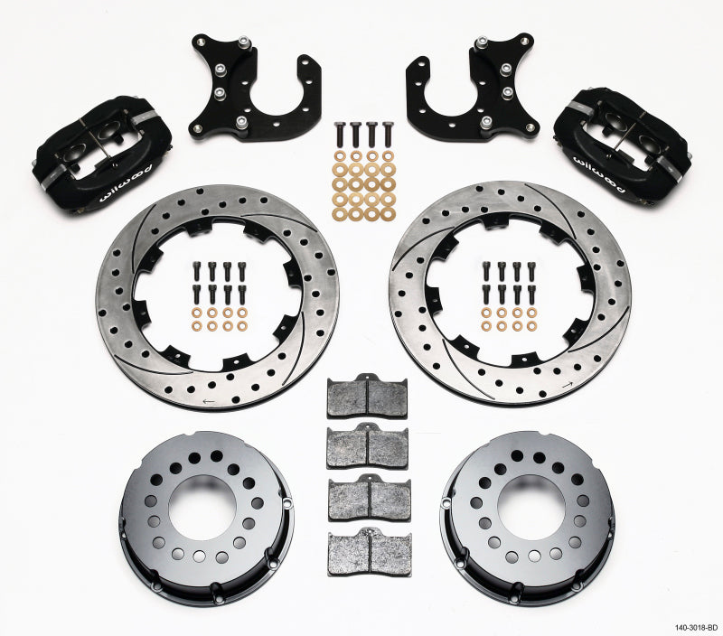 Wilwood Forged Dynalite P/S Rear Kit Drilled Rotor Ford 8.8 w/2.5in Offset-5 Lug 140-3018-BD