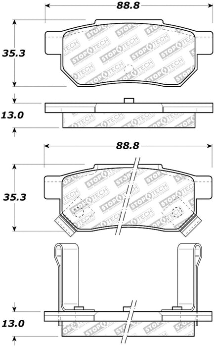 StopTech 90-01 Acura Integra Street Select Brake Pads Rear 305.0374