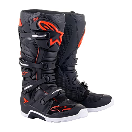 Alpinestars Men's Mx Offroad Motorcycle Boots, Black/Red Fluo, 11