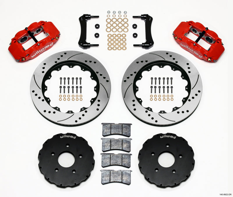 Wilwood Narrow Superlite 6R Front Hat Kit 14.00in Drill Red 2005-up Corvette C6 140-8922-DR
