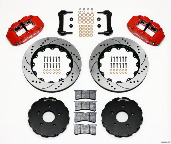 Wilwood Narrow Superlite 6R Front Hat Kit 14.00in Drill Red 2005-up Corvette C6 140-8922-DR