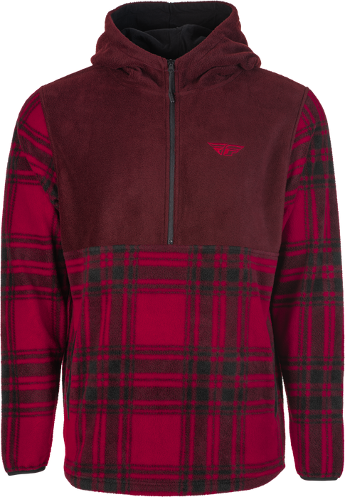 Fly Racing 354-0022M Fly Half Zip Pullover Hoodie Red Plaid Md