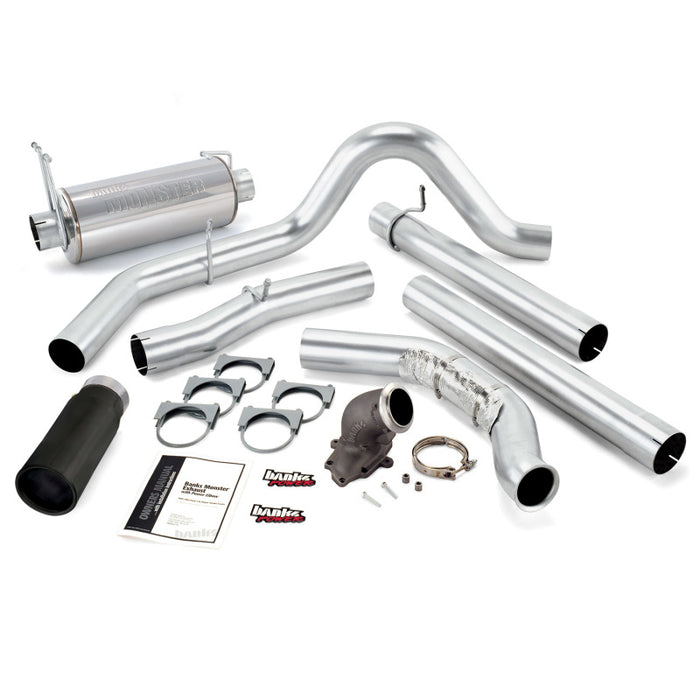 Banks Power 99 Ford 7.3L w/Cat Conv Monster Exhaust w/ Power Elbow SS Single Exhaust w/ Black Tip 48658-B