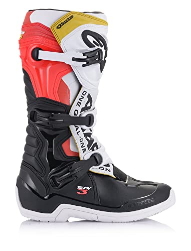 Alpinestars 2013018-1238-9 Men's Tech 3 Motocross Boot, Black/White/Red/Yellow, 9