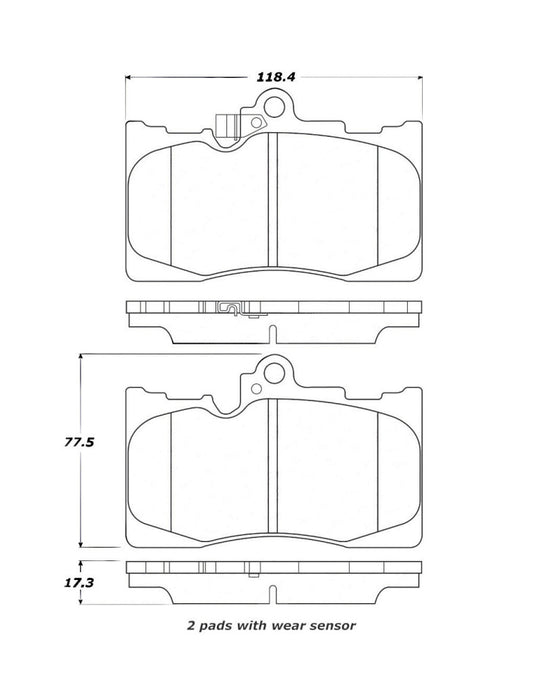 StopTech Street Touring 06 Lexus GS300/430 / 07-08 GS350 Front Brake Pads 308.1118