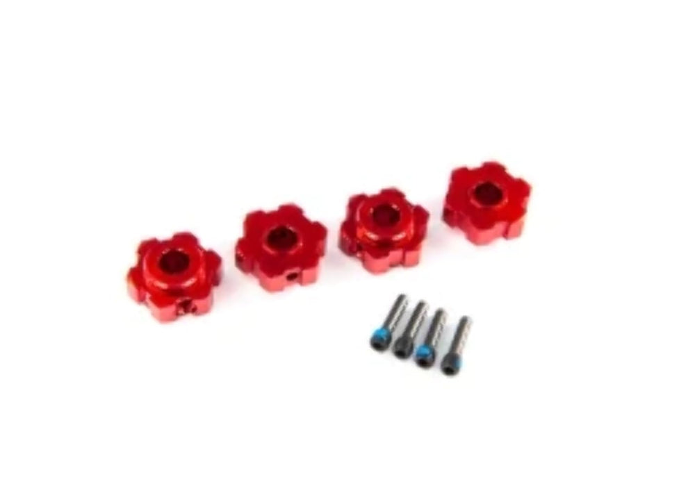 Traxxas 8956R Wheel Hubs Hex Aluminum (Red-Anodized) (4)/ Screw Pins (4)