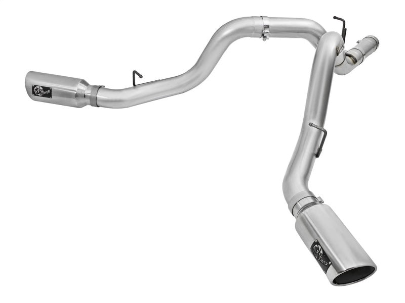 aFe Atlas Exhaust 4in Dual DPF-Back Al Steel w/ Pol Tips 16-17 GM Diesel Truck V8-6.6L (td) LML 49-04080-P