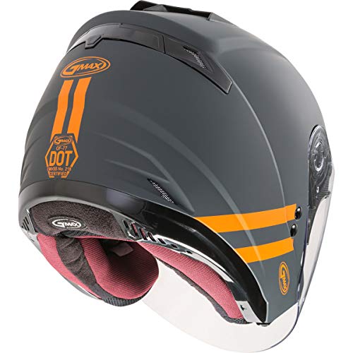 GMAX OF-77 Adult Downey Open-Face Motorcycle Helmet - Matte Grey/Orange/X-Large