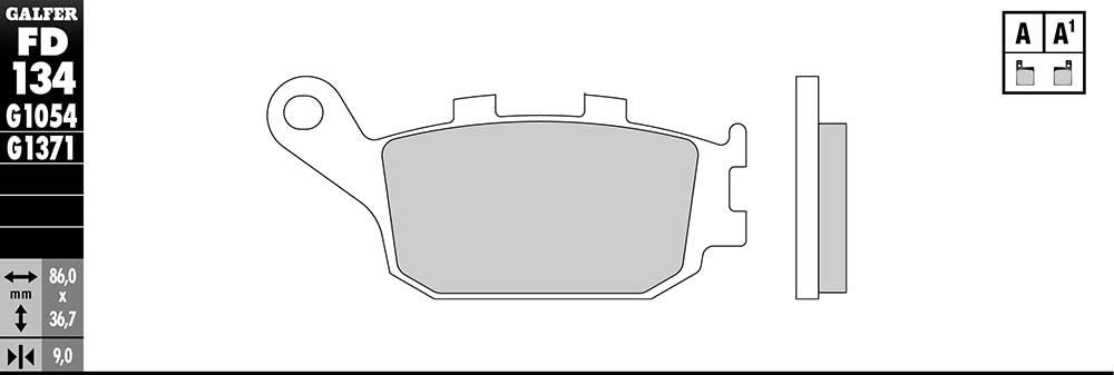 Galfer Semi-Metallic Brake Pads (Rear G1054) Compatible With 03-16 YAMAHA YZF-R6