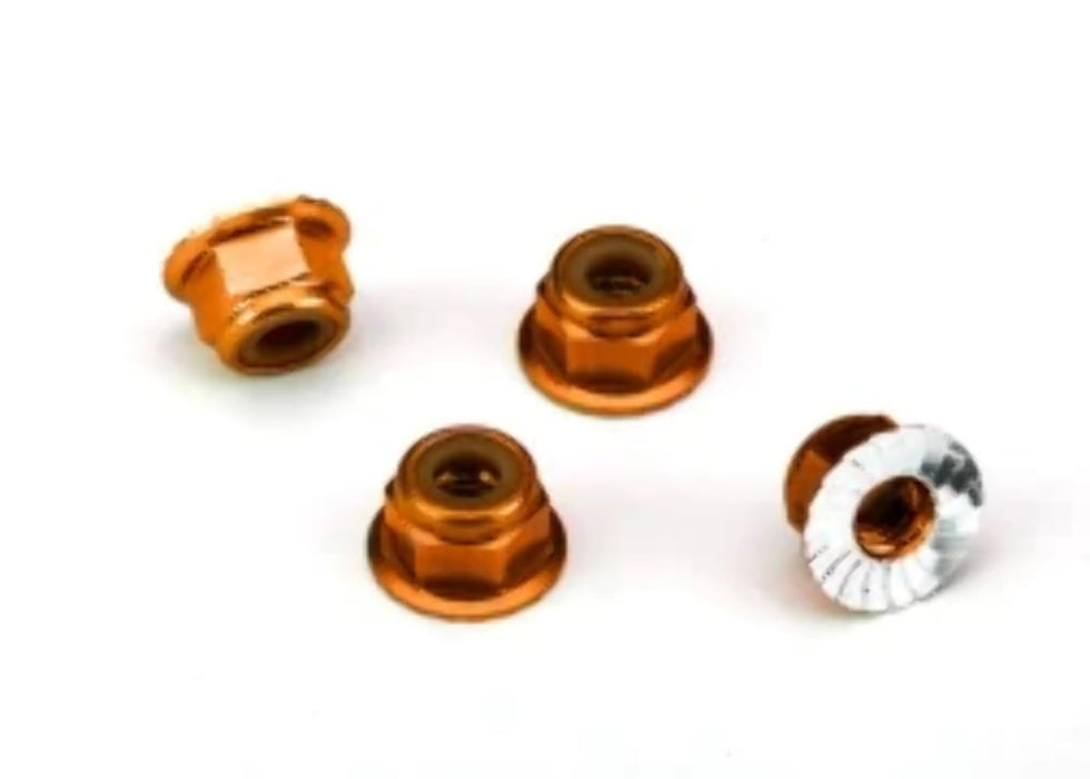 Traxxas 1747T - Aluminum Flanged Nuts Serrated 4mm (4)