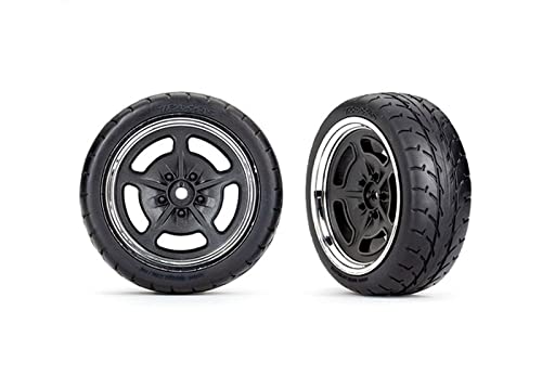 Traxxas 9372 Tires and Wheels Assembled glued (Black with Chrome Wheels 1.9' Response Tires) (Front) (2)