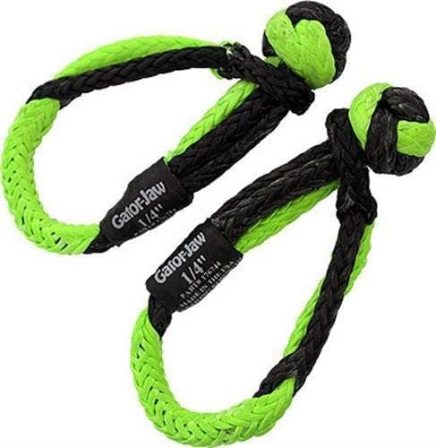 Bubba Rope 176744 Synthetic Shackle Mini Gator-Jaw 1/4" Breaking Strength of 11,000 lb. with Plasma in Green and Black, Ideal for ATV, UTV, Personal Water Craft and Power Sport Equipment – PAIR (2)