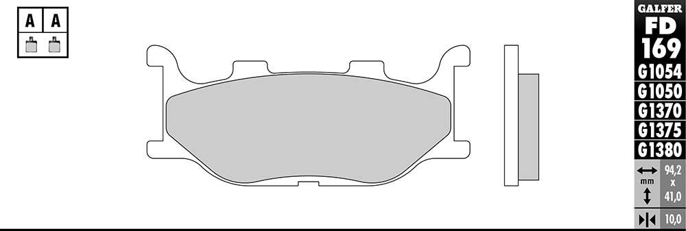 Galfer Semi-Metallic Brake Pads (Front G1054) Compatible With 09-17 YAMAHA FZ6R