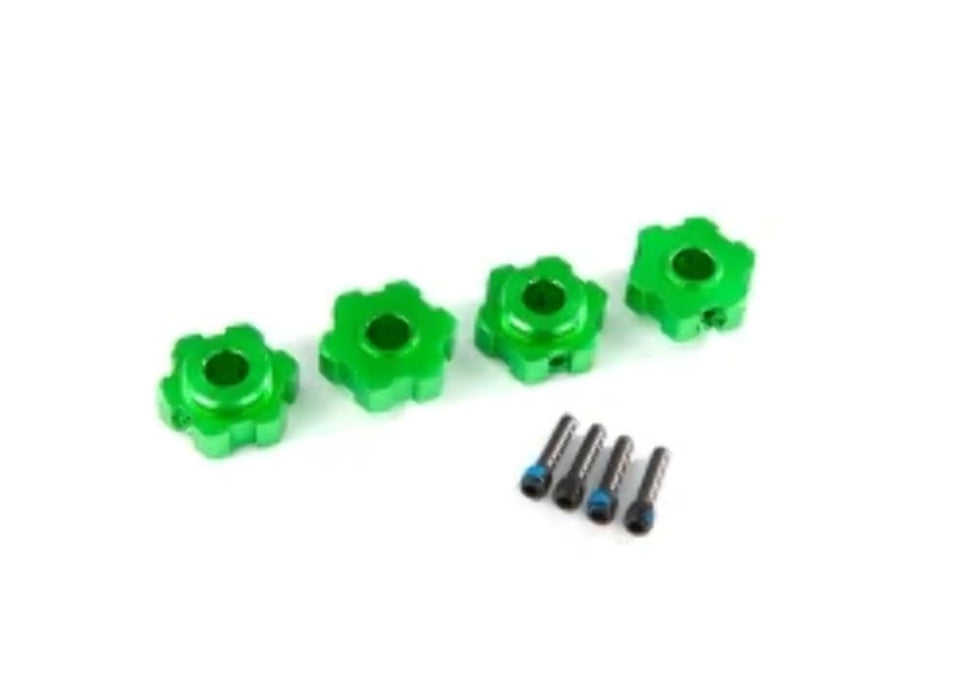 Traxxas 8956G Wheel Hubs Hex Aluminum (Green-Anodized) (4)/ Screw Pins (4)