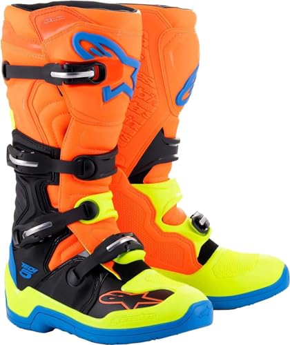 Alpinestars Tech 5 MX Boots (Blue/Orange/Yellow Fluo, 14)