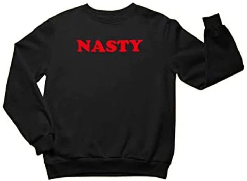 Men's Nasty Crewneck Design Sweatshirt Funny Long Sleeve Pullover Black XXX-Large